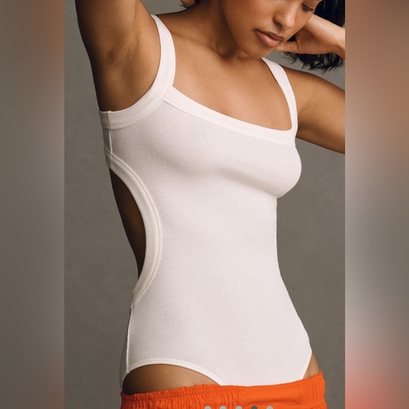 By Anthropologie Black Ribbed Cotton Bodysuit Size XL NWT - Picture 4 of 5